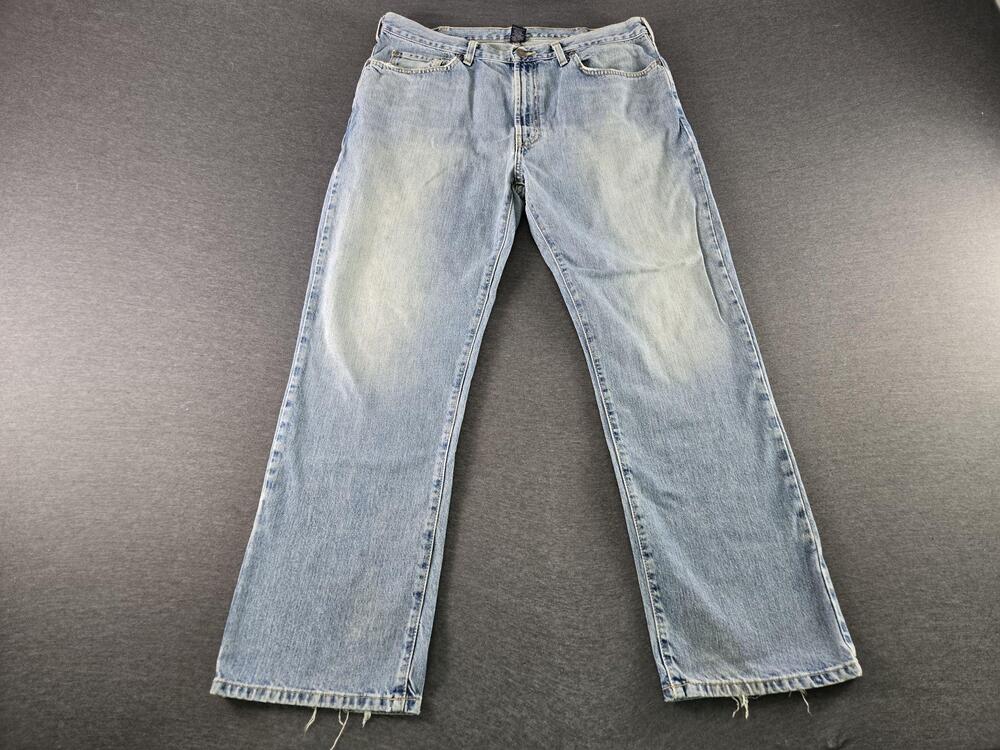 Polo Ralph Lauren Dungarees Jeans Mens 35x29 Blue Light Wash Straight Denim 90s